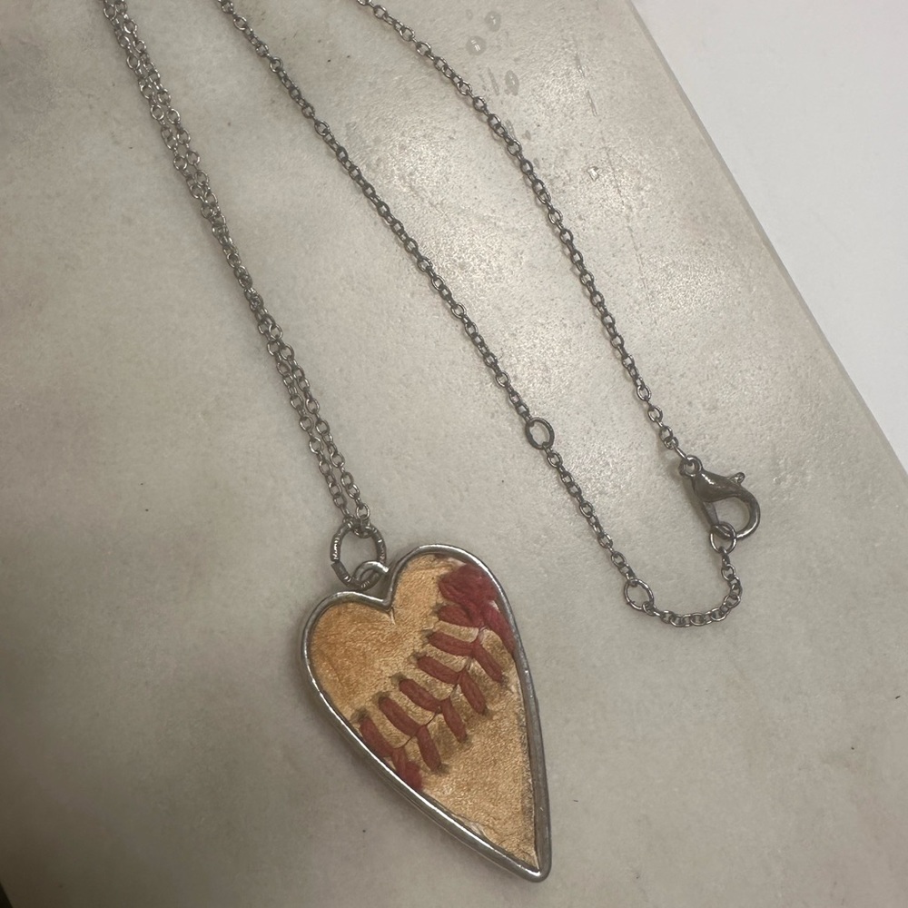 Baseball Heart Pendant Necklace